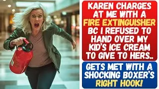 KAREN ASSAULTS ME WITH FIRE EXTINGUISHER FOR NOT GIVING MY KID'S ICE CREAM TO HER BRAT! KNOCKED OUT!