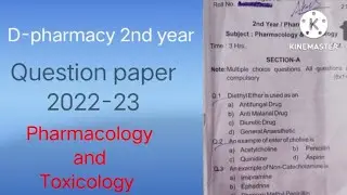 D-pharma 2nd year Question paper Pharmacology & toxicology #aicte #hstes #pci #pharmacy #pharmacist