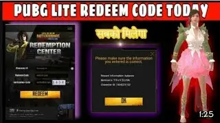 PUBG LITE REDEEM CODE TODAY🔥  pubg lite redeem codes