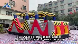 Construction Zone Inflatable Obstacle Park: Warning Strip Challenge Fun for All!