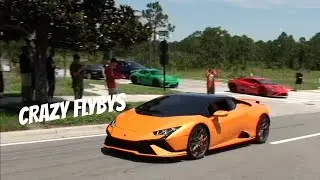 CRAZY FLYBYS | Central Florida Cars & Coffee | July-2023 | Exits/Pullouts