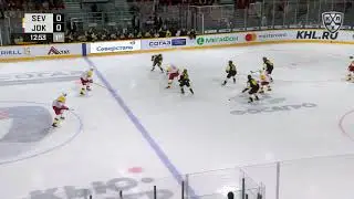 Khakimov stops the puck on the line