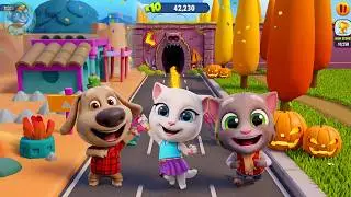 Talking Tom Gold Run Halloween Battle 🎃 ┃ Ben vs Angela vs Tom Gameplay