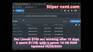 Linode $100 acc still working after 15 days, spent $113 with 4 servers 16 GB RAM- Free Trial Account