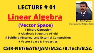 Basic Concept of  Vector Space II Linear Algebra  II By Dr.A.K.Thakur Sir.