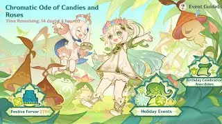 الحدث الجديد Chromatic Ode of Candies and Roses كامل اليوم 1 كنشن امباكت Genshin lmpact