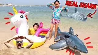 Ira & Bella's EPIC BEACH ADVENTURE With Daddy & INFLATABLE TOYS FUNNY Pretend Play Kids Video