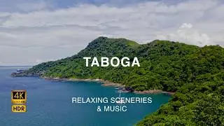 Taboga island on a bright sunny day in 4K HDR. Cozy island off the coast of Panama City.