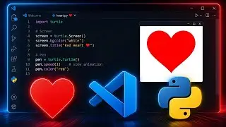 Python Heart Animation ❤️ Using Turtle | Visual Studio Code