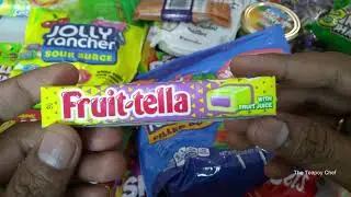 Fruit-tella Lemon & Grape chewy candy unpacking