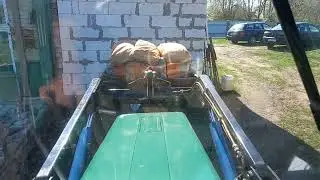 500кг поднимаем самодельным трактором с куном.