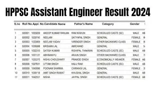 HPPSC Assistant Engineer Result 2024 | Cut Off Marks, Merit List