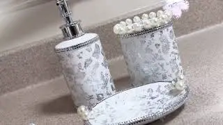 " Beautiful Dollar Tree Bathroom DIY three piece accessory set"