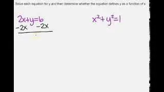 Determine if an equation defines y as a function of x