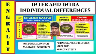 INTER AND INTRA INDIVIDUAL DIFFERENCES | AP DSC SA |EDUCATIONAL PSYCHOLOGY|ENGLISH MEDIUM|7799691771