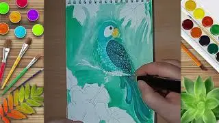 Русуем экзотическую птичку. Сказочный рисунок