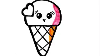 How to Draw and Color 🍦  🍧 cute Ice Cream for kids and toddlers easy.#drawing