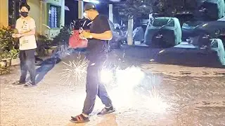 HE GETS CAUGHT ON FIRE !