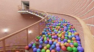 22,400 Balls on spiral stair 2.0  - Blender animation - Blender Rigid body simulation
