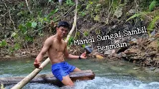 Hobinya Mandi dan bermain di sungai.#river #nature #cool #nice