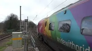 (HD) Virgin Trains 'Pride' Pendolino departs Lancaster - 8/12/18