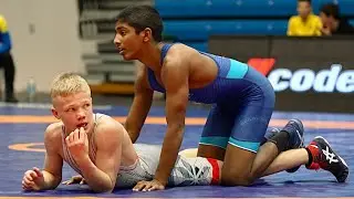 U17 R. Prous (EST) vs S. Tharmalingam (SWE) 51kg. Youth boys greco-roman wrestling.