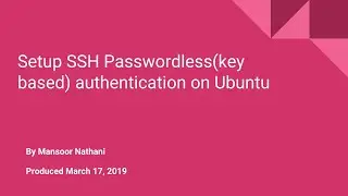 Ubuntu Passwordless SSH login