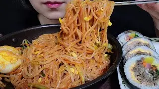 매콤한 쫄면과 모듬김밥 먹방 Spicy Jjolmyeon and modeumkimbab mukbang