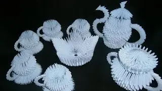 Modular origami Tea set Teapot made of paper