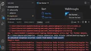 An unhandled exception occurred: Cannot find module 'node:assert'