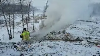 Тушения очага возгарания на полигоне ТБО с. Каратузское