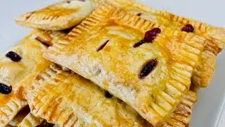 Cherry pies made from ready-made puff pastry