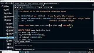 Introduction to the PostgreSQL character types, | CARCHAR,TEXT,CHARACTER & CHAR