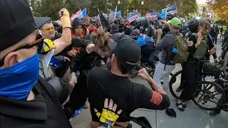 Watch as downtown Sacramento CA Trump rally turns into a brawl