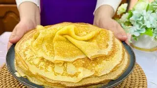 ПРОЩЕ рецепта не найдете! САМЫЕ ТОНКИЕ вкусные «БАРХАТНЫЕ»БЛИНЧИКИ. Блины на молоке и кипятке!