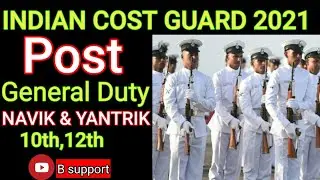 Indian cost guard Navik(General duty)& Yantrik recruitment 2021-Apply online  350 Post.