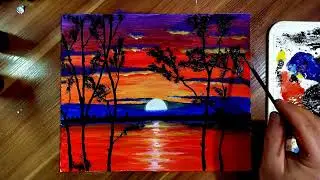 Закат и деревья.Sunset and trees.夕日と木