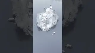 Lake Bled island in its winter attire