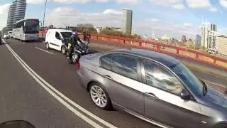 vauxhall bridge London on a Motorbike