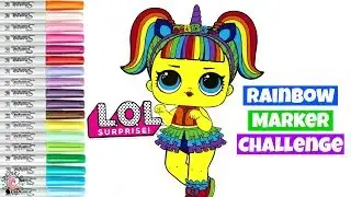RAINBOW Marker Challenge !!! LOL Surprise Doll Confetti POP Unicorn Rainbow Colors Edition 🌈