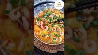 Тофу с креветками  грибами под соусом на пару #food
