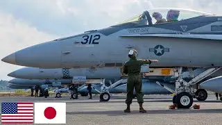 U.S. Marine Corps. Powerful F/A-18C/D Hornet fighters at the Japanese Air Force Base.