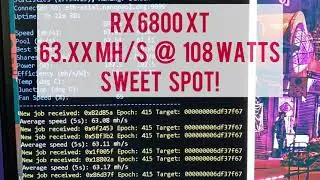 RX 6800 XT Ethereum Mining Hashrate 63mh/s (up to 63.4x) @ 108 Watts Only