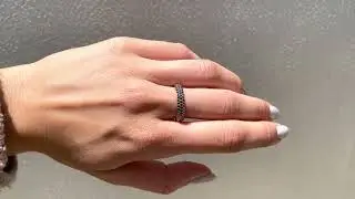טבעת יהלומים שחורים רחבה ועגלגלה
