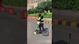 Amazing Cycle Standing With Sweet Girl 