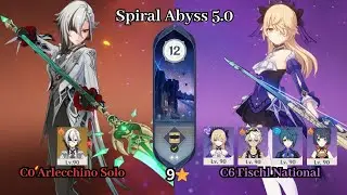 C0 Arlecchino Solo & C6 Fischl National | 5.0 Spiral Abyss | Full Star Clear | Genshin Impact