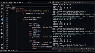 Craps Class Simulates the Dice Game craps - Java
