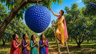 Giant Blue Lychee Festival in Village 😍✨ | World's Biggest Blue Lychee Soup & Mithai!