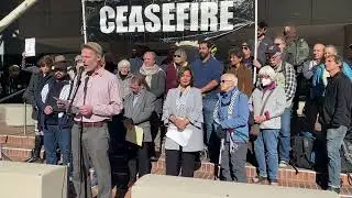 Ceasefire Now!  Press Conference, Portland Jews and Palestinians at Senator Jeff Merkley's Office