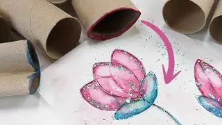 🌷HOW TO Paint with TOILET ROLLS - EASY Watercolour 🌷TULIP 🌷 Tutorial